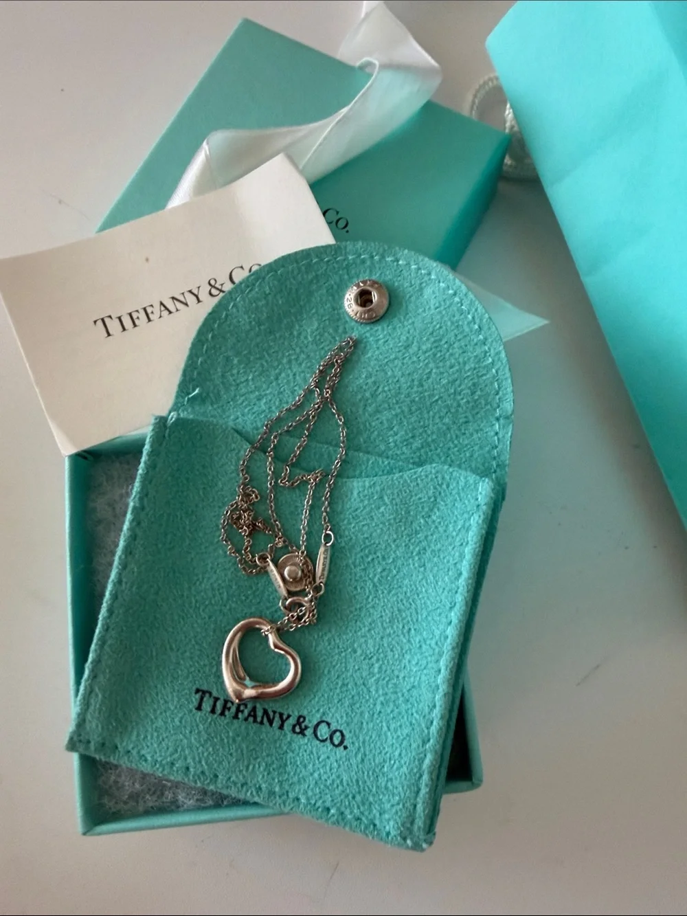Tiffany & Co. elsa perettiSterling Silver Heart Pendant Necklace w/ bag & box